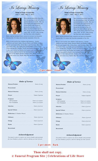 Butterfly Funeral Flyer Template.