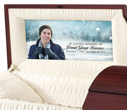 Custom Casket Panel Insert - Snow Day Design.