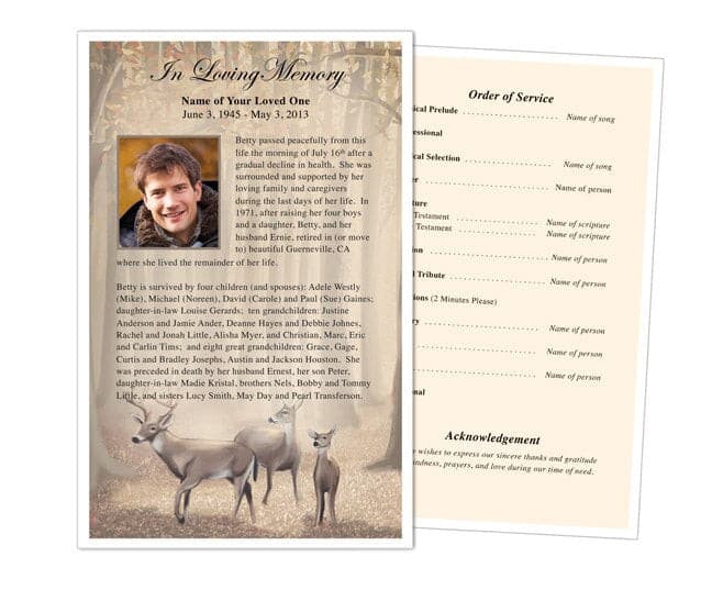 Deer Funeral Flyer Template.