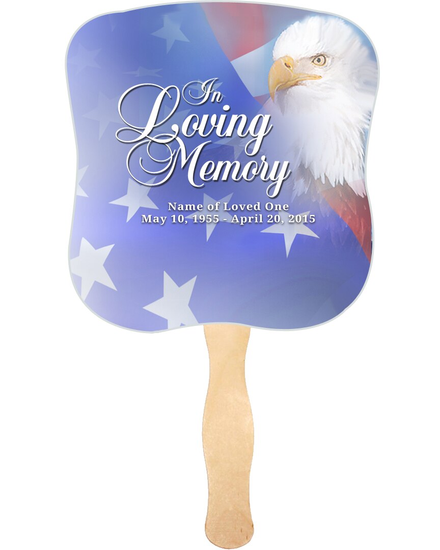 Patriotic Cardstock Memorial Fan With Wooden Handle (Pack of 10).