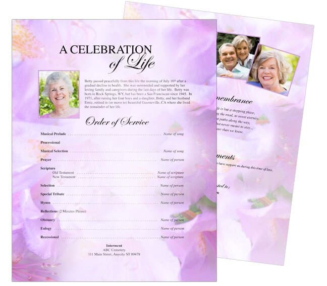 Lavender Funeral Flyer Template.