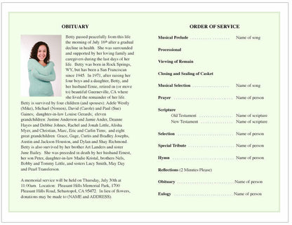 Sachet Funeral Program Template.