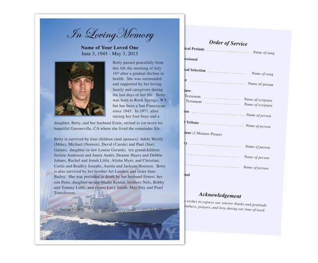 Navy Funeral Flyer Template.