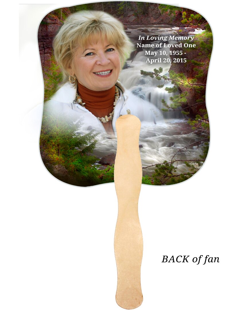 Graceful Cardstock Memorial Fan With Wooden Handle (Pack of 10).