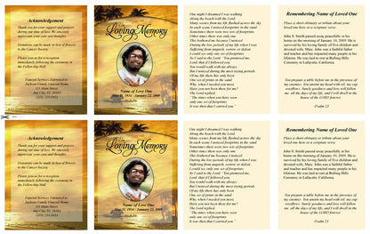 Island Small Memorial Card Template.