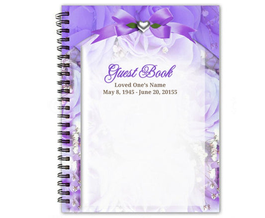 Amethyst Spiral Wire Bind Memorial Guest Registry Book.