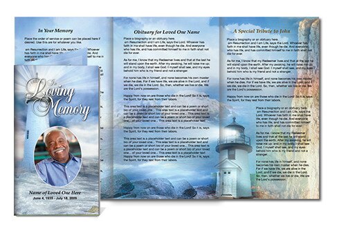 Lighthouse TriFold Funeral Brochure Template.
