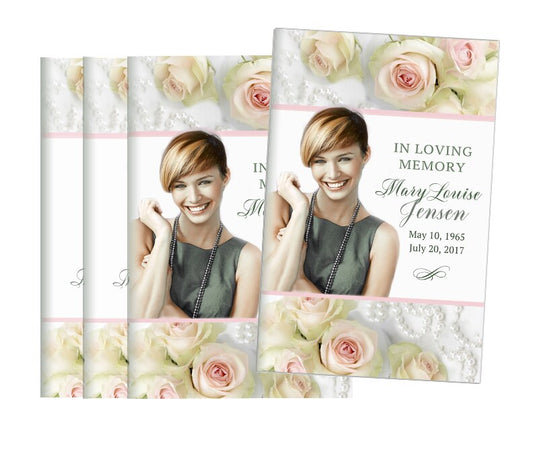 Blush Roses Bifold Funeral Program Design & Print (Pack of 50).