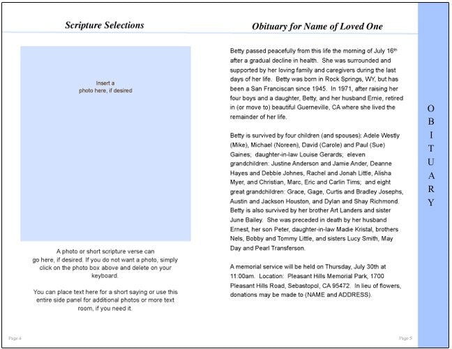 Destiny 8-Sided Graduated Funeral Program Template.