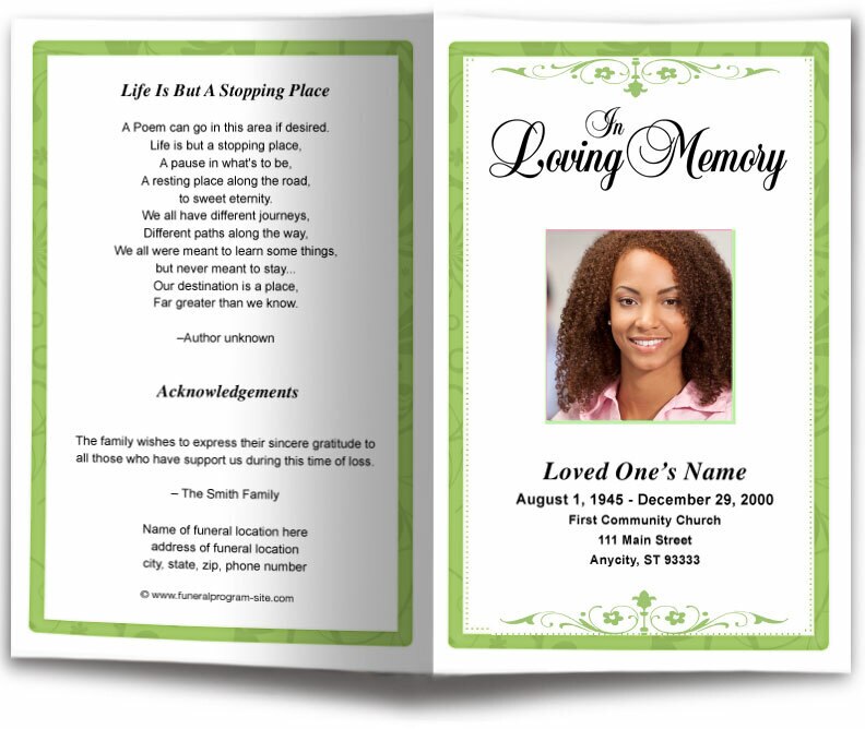 Fuschia Funeral Program Template.