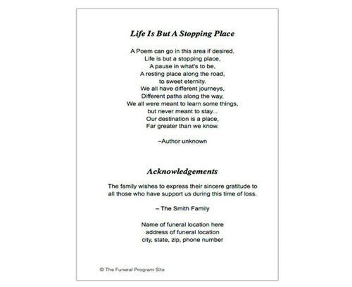 Classic Small Memorial Card Template.