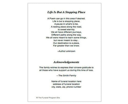 Classic Small Memorial Card Template.