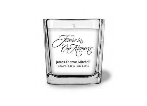 Forever In Our Memories Glass Cube Memorial Candle.