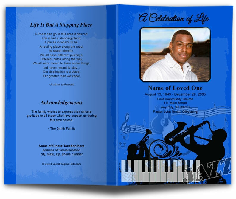 Jazz Funeral Program Template | Printable Funeral Programs – Funeral ...