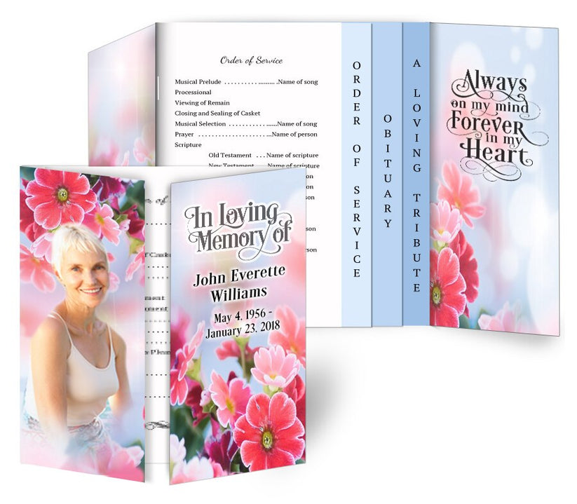 Funeral Program Design & Print Blooming Gatefold/Graduated Combo