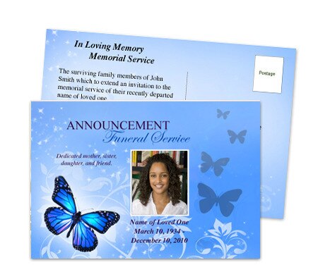 Butterfly Funeral Announcement Template.