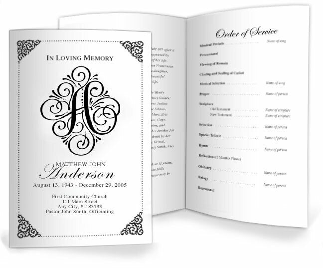 Monogram A Memorial Program Template | Funeral Programs – Funeral ...