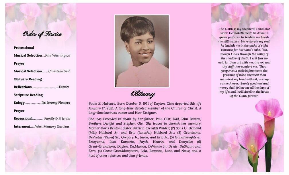 Pink Calle Lilies Gatefold Program Template.