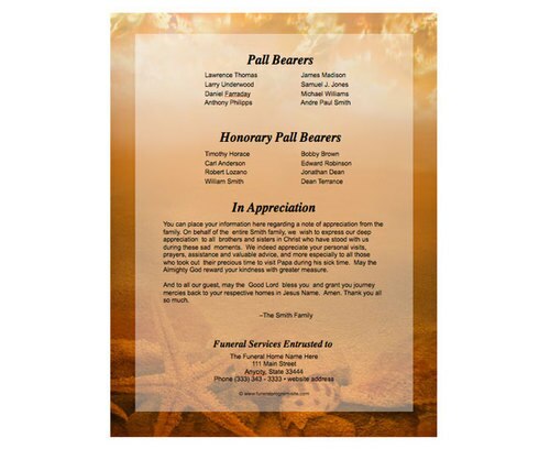 Footprints Small Memorial Card Template.