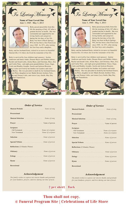 Camouflage Funeral Flyer Template.