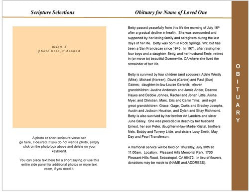 Radiance 8-Sided Funeral Graduated Program Template.