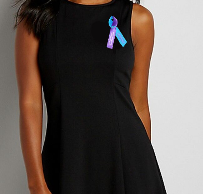 Personalized Suicide Awareness Ribbon (Purple-Teal) - Pack of 10.