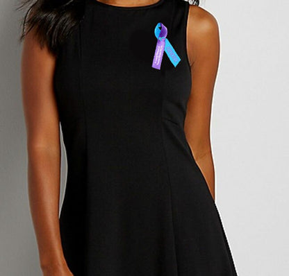 Personalized Suicide Awareness Ribbon (Purple-Teal) - Pack of 10.