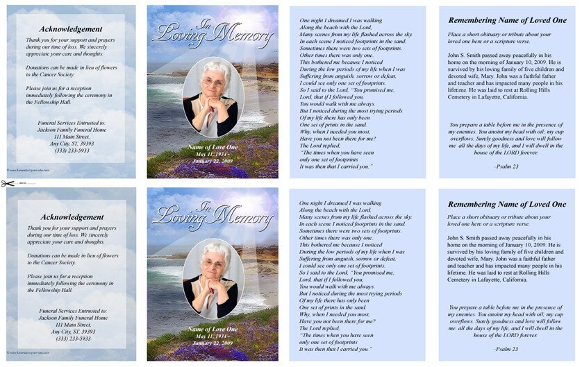 Seascape Small Memorial Card Template.