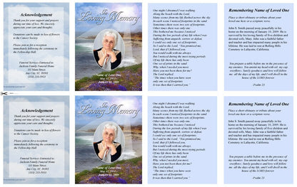 Seascape Small Memorial Card Template.