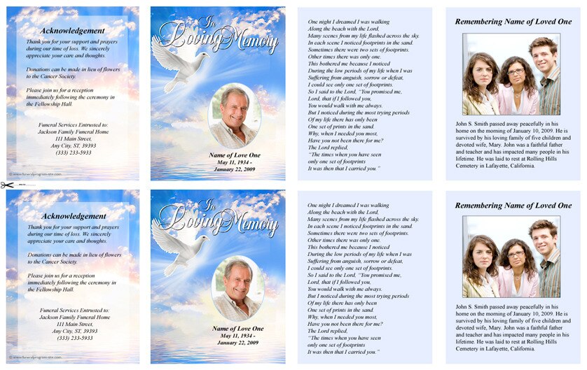 Peace Small Memorial Card Template.