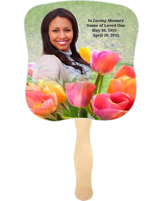 Harvest Cardstock Memorial Fan With Wooden Handle (Pack of 10).