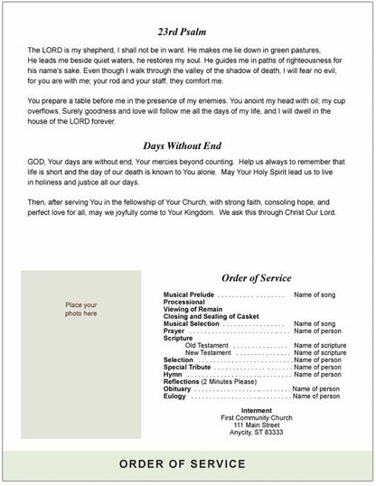 Fishing 8-Sided Graduated Bottom Fold Program Template.