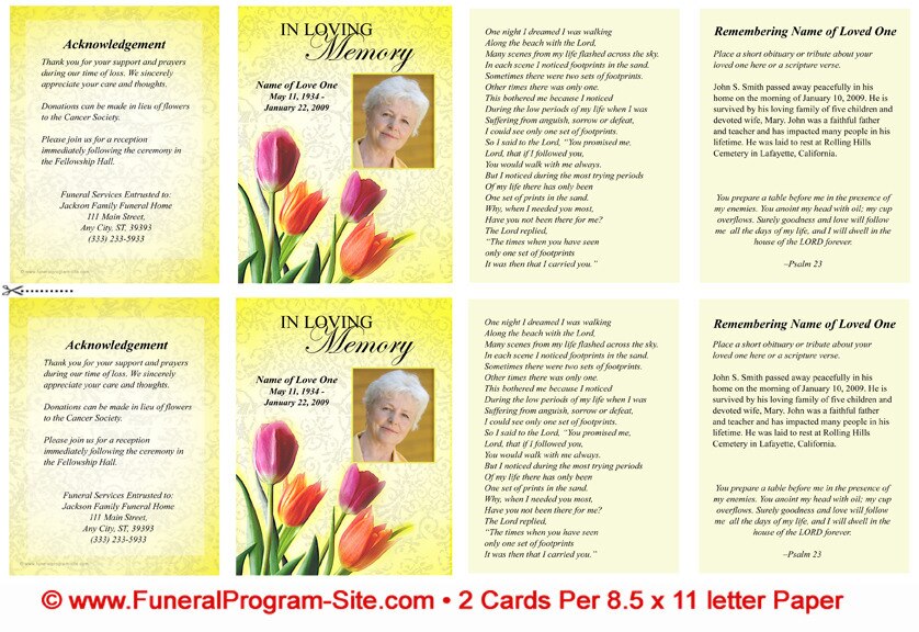 Sunny Small Memorial Card Template.