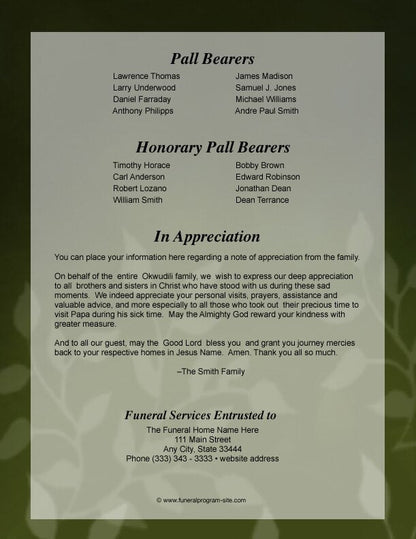 Lotus Small Memorial Card Template.