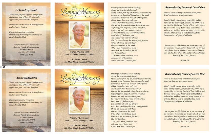 Timeless Small Memorial Card Template.