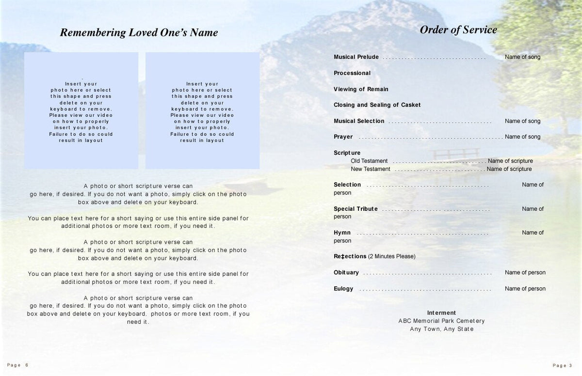 Funeral Reflection Examples Reflection Funeral Booklet Template – Funeral Program-Site Funeral ...