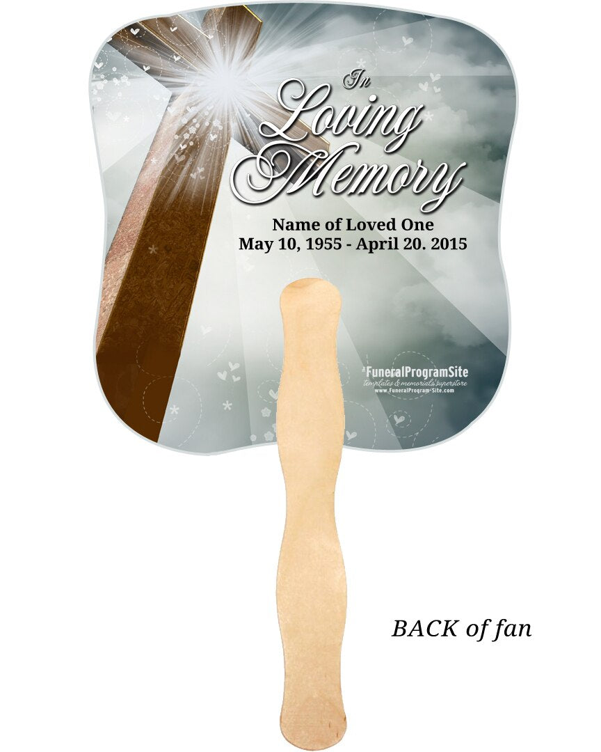 Eternal Cardstock Memorial Fan With Wooden Handle (Pack of 10).