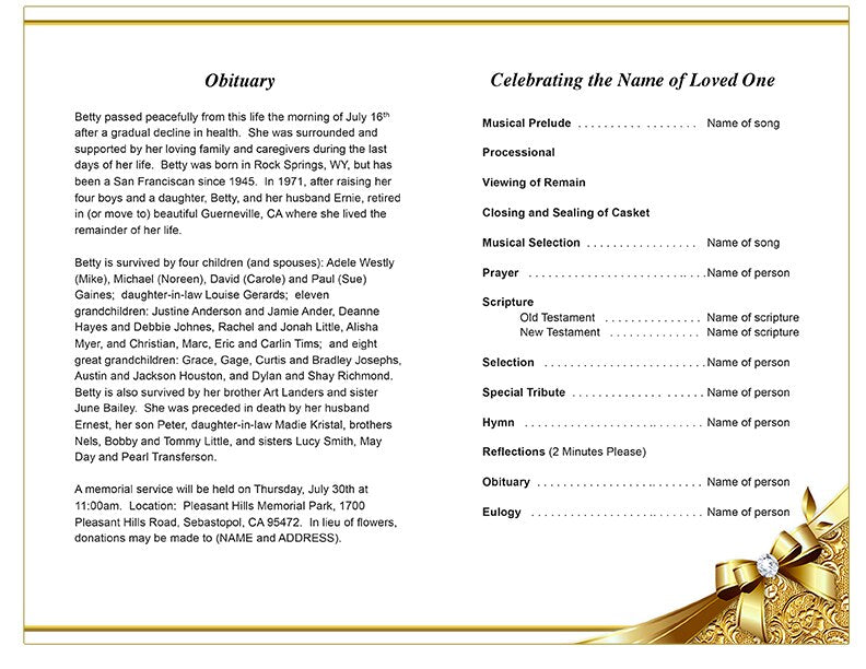 Royalty Funeral Program Template.