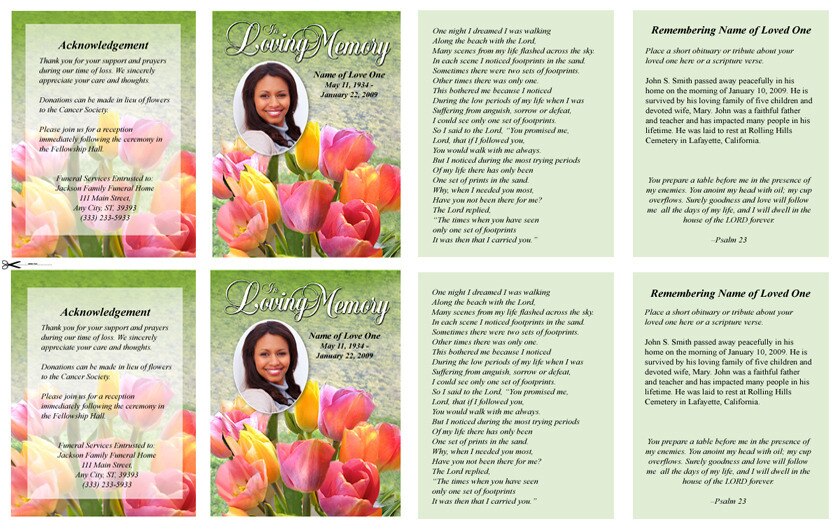Harvest Small Memorial Card Template.