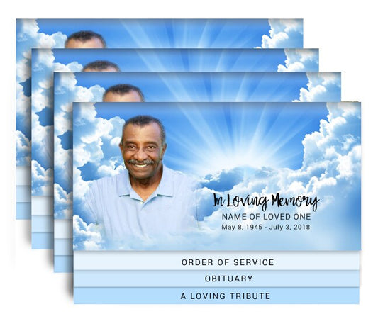 Skylight 8-Sided Graduated Bottom Funeral Program Design & Print (Pack of 50).