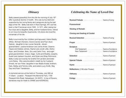 Wooden Funeral Program Template.