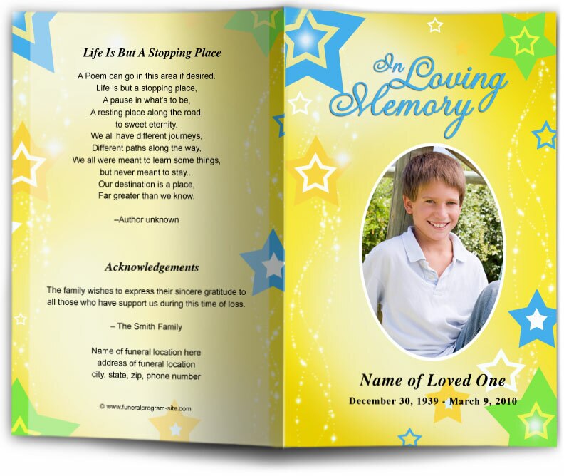 Starry Funeral Program Template.