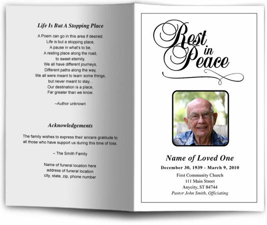 Rest In Peace Funeral Program Template.