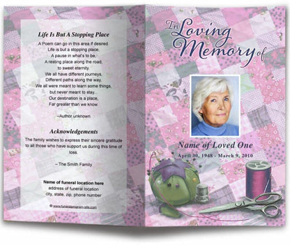 Quilt Funeral Program Template.