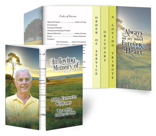 Sunset Breeze Gatefold-Graduated Combo Funeral Program Design & Print (Pack of 50).