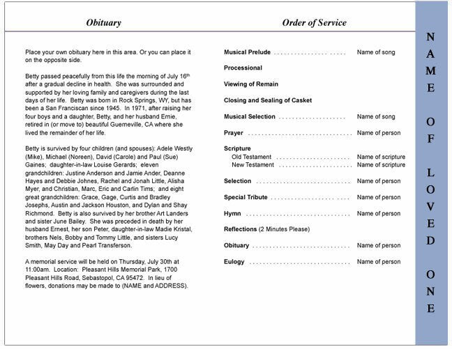 Allegro 4-Sided Graduated Funeral Program Template (Changeable Color).
