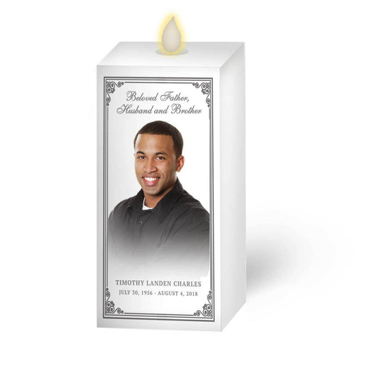 Pillar Border Dancing Wick LED Memorial Candle.
