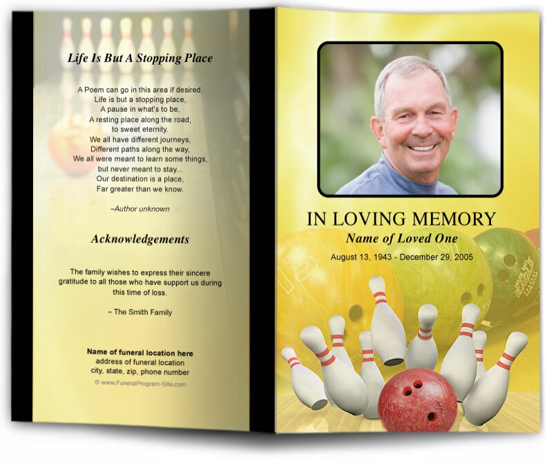 Bowling Funeral Program Template.