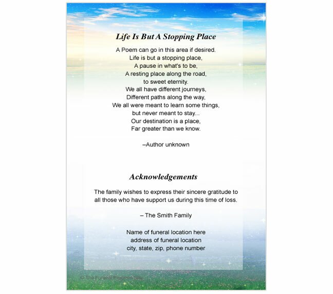Destiny 8-Sided Graduated Funeral Program Template.