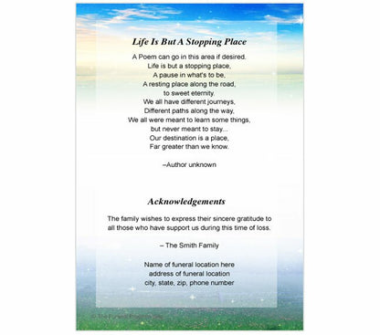 Destiny 8-Sided Graduated Funeral Program Template.